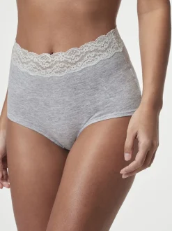 White/Black/Grey Full Brief Cotton Lace Knickers 4 Pack