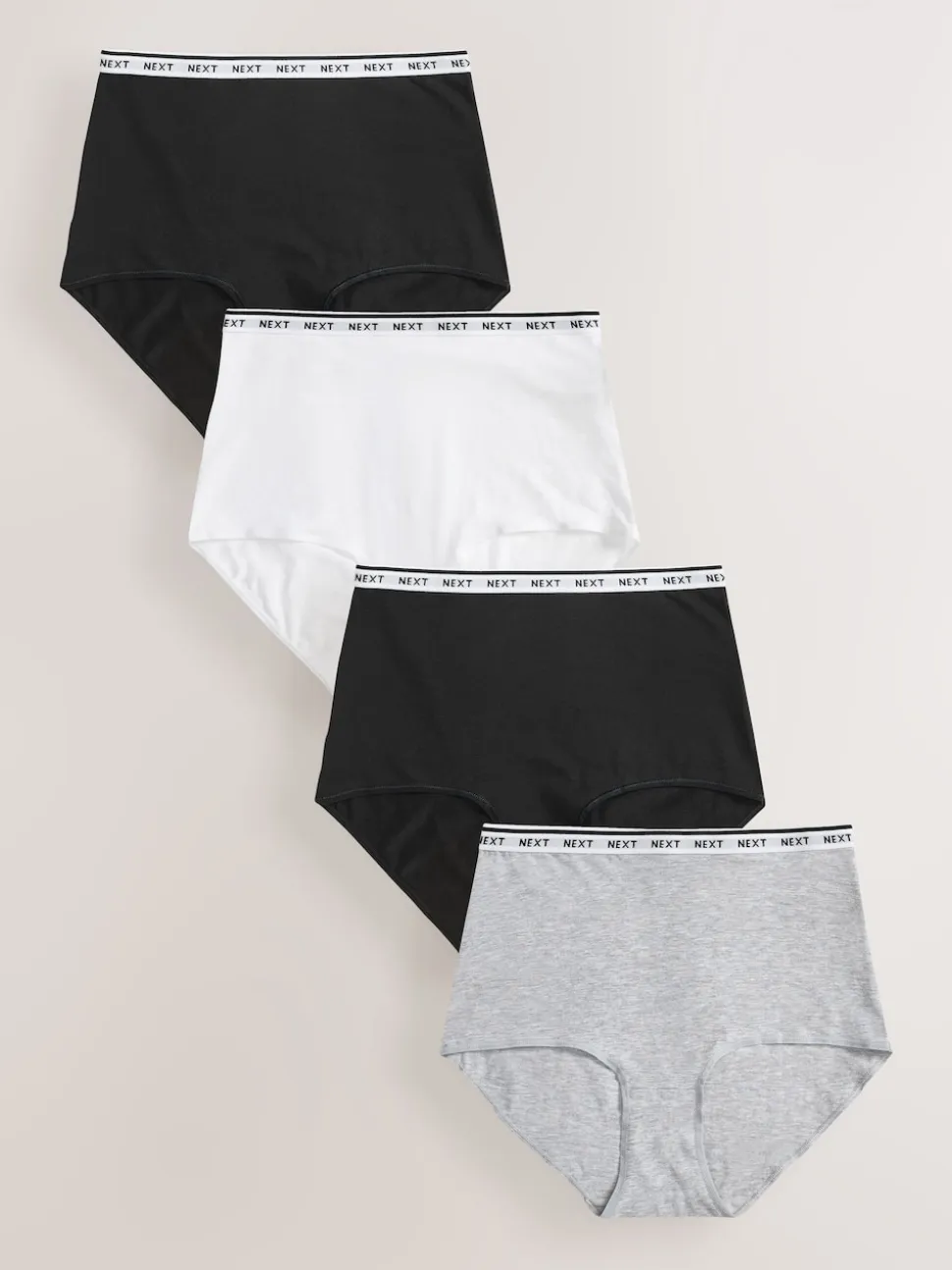White/Black/Grey Full Brief Cotton Logo Knickers 4 Pack