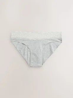 White/Black/Grey High Leg Cotton Lace Knickers 4 Pack