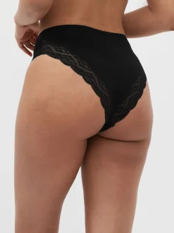 White/Black/Grey High Rise High Leg Cotton Lace Knickers 4 Pack