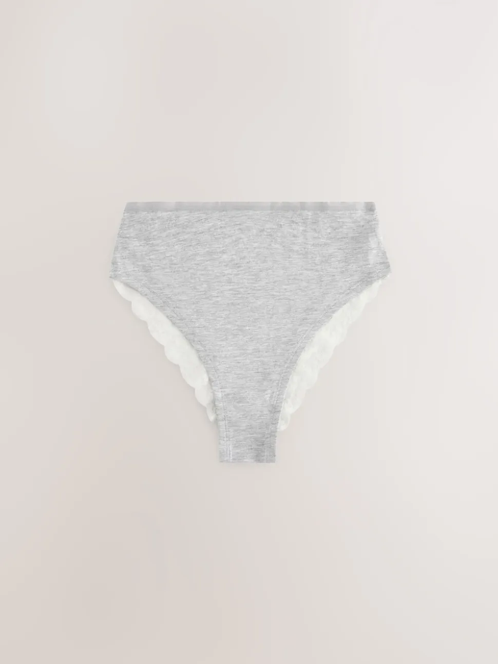 White/Black/Grey High Rise High Leg Cotton Lace Knickers 4 Pack