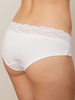 White/Black/Grey Short Cotton Lace Knickers 4 Pack