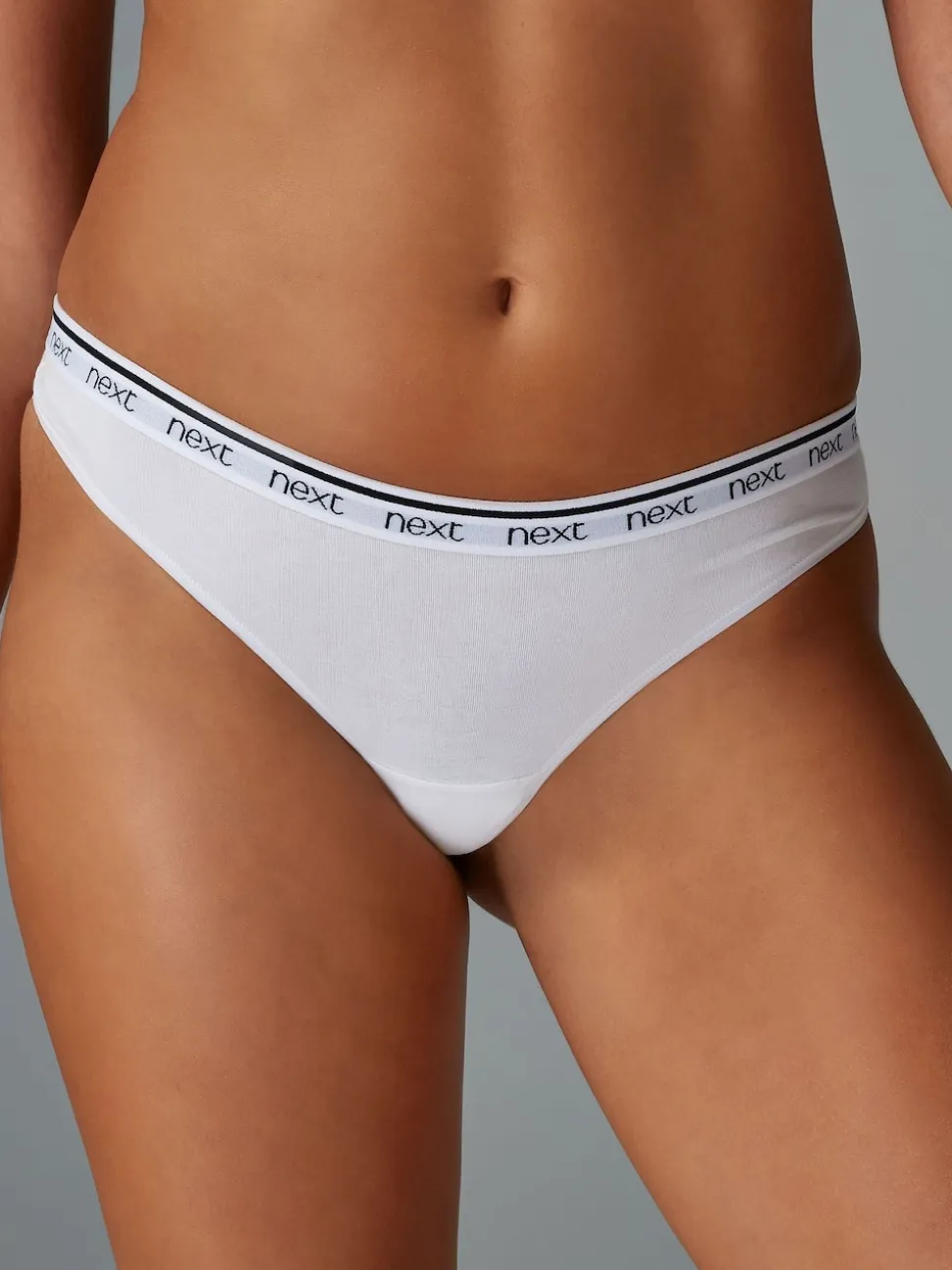 White/Black/Grey Thong Cotton Logo Knickers 4 Pack