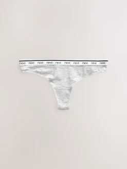 White/Black/Grey Thong Cotton Logo Knickers 4 Pack