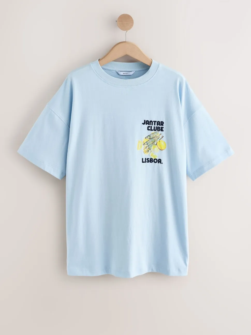 White/Blue Graphic Print Beach T-Shirt