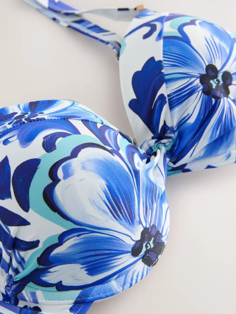 White/Blue Porcelain Shaping Padded Wired Bikini Top