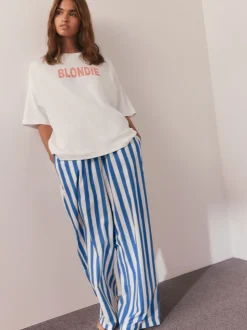 White/Blue Stripe Blondie Short Sleeve Pyjamas