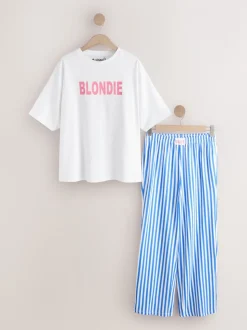 White/Blue Stripe Blondie Short Sleeve Pyjamas