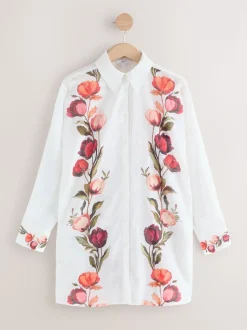 White/Green Beach Cover-Up Shirt