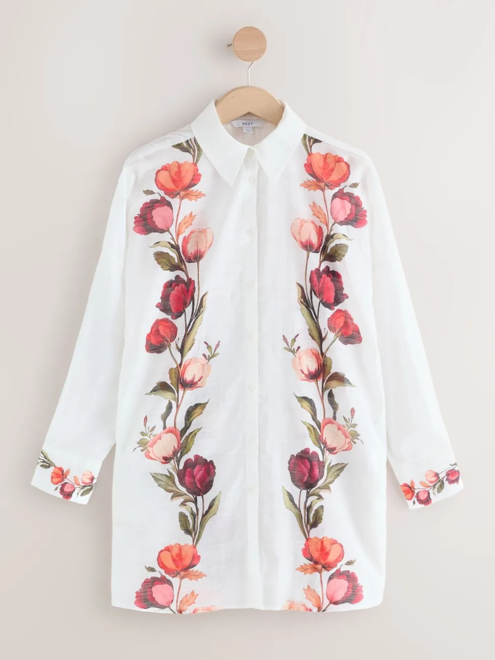 White/Green Beach Cover-Up Shirt
