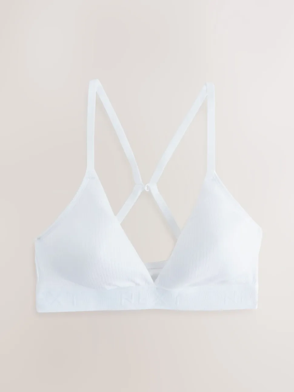 White/Green/Navy Cotton Ribbed Logo Bralettes 3 Pack