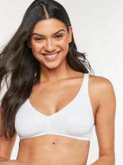 White/Navy Blue/Pink Non Pad Non Wire Cotton Blend Ultimate Comfort Bras 3 Pack