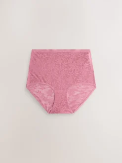 White/Pink/Navy Full Brief Comfort Bonded Lace Knickers 7 Pack