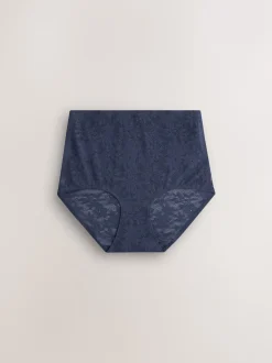 White/Pink/Navy Full Brief Comfort Bonded Lace Knickers 7 Pack