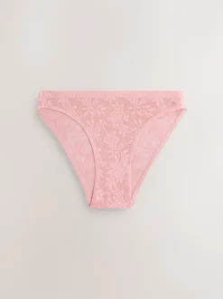 White/Pink/Praline Nude High Leg Comfort Bonded Lace Knickers 7 Pack