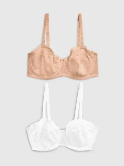 White/Praline Nude DD+ Non Pad Strapless Bras 2 Pack