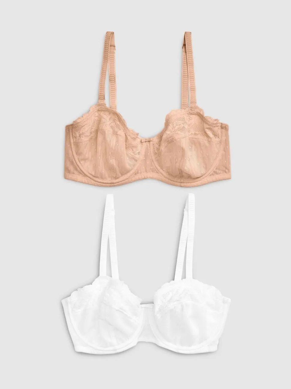 White/Praline Nude DD+ Non Pad Strapless Bras 2 Pack