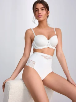 White/Praline Nude Tummy Control Light Shaping High Waist Thongs 2 Pack