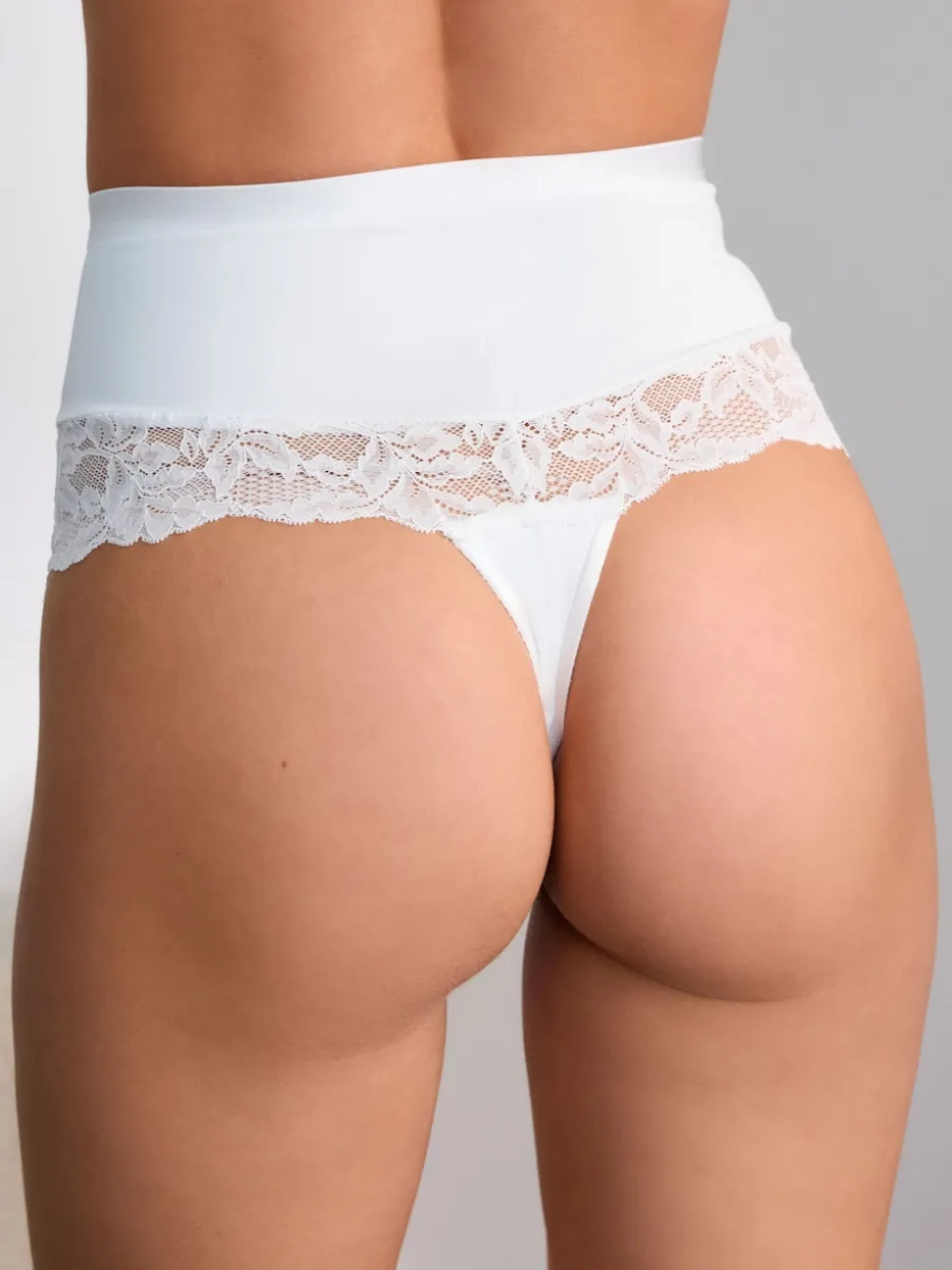 White/Praline Nude Tummy Control Light Shaping High Waist Thongs 2 Pack