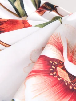 White/Red Floral Wrap Tummy Control Swimsuit