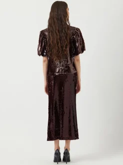 Y.A.S Red Sequin Maxi Skirt