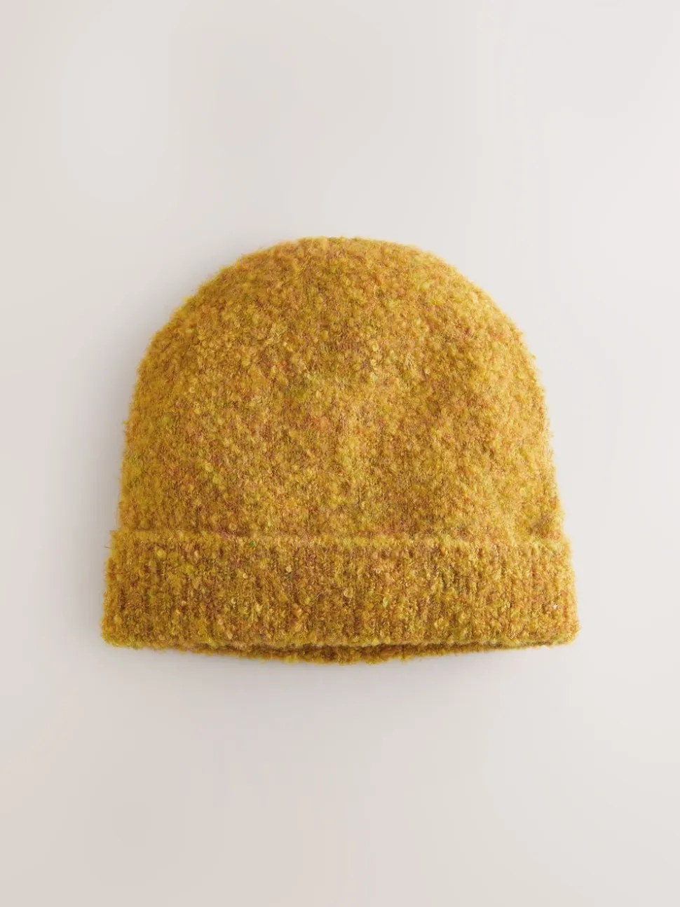 Yellow Boucle Knitted Beanie Hat
