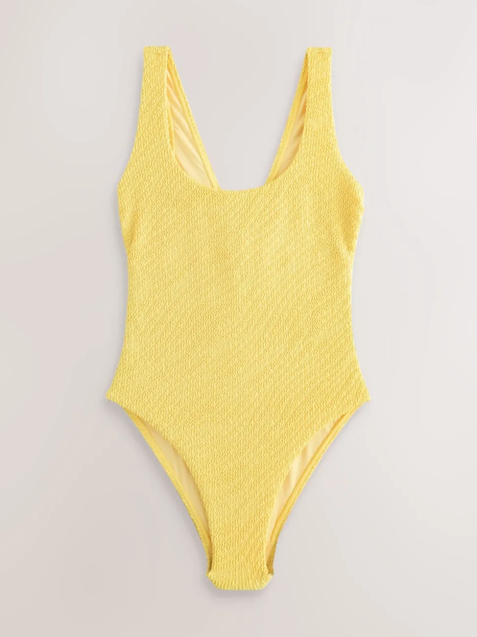 Yellow Crinkle Wide Strap Tummy Control Scoop Swimsuit