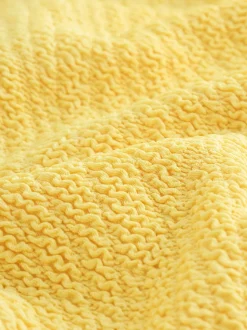 Yellow Crinkle Wide Strap Tummy Control Scoop Swimsuit