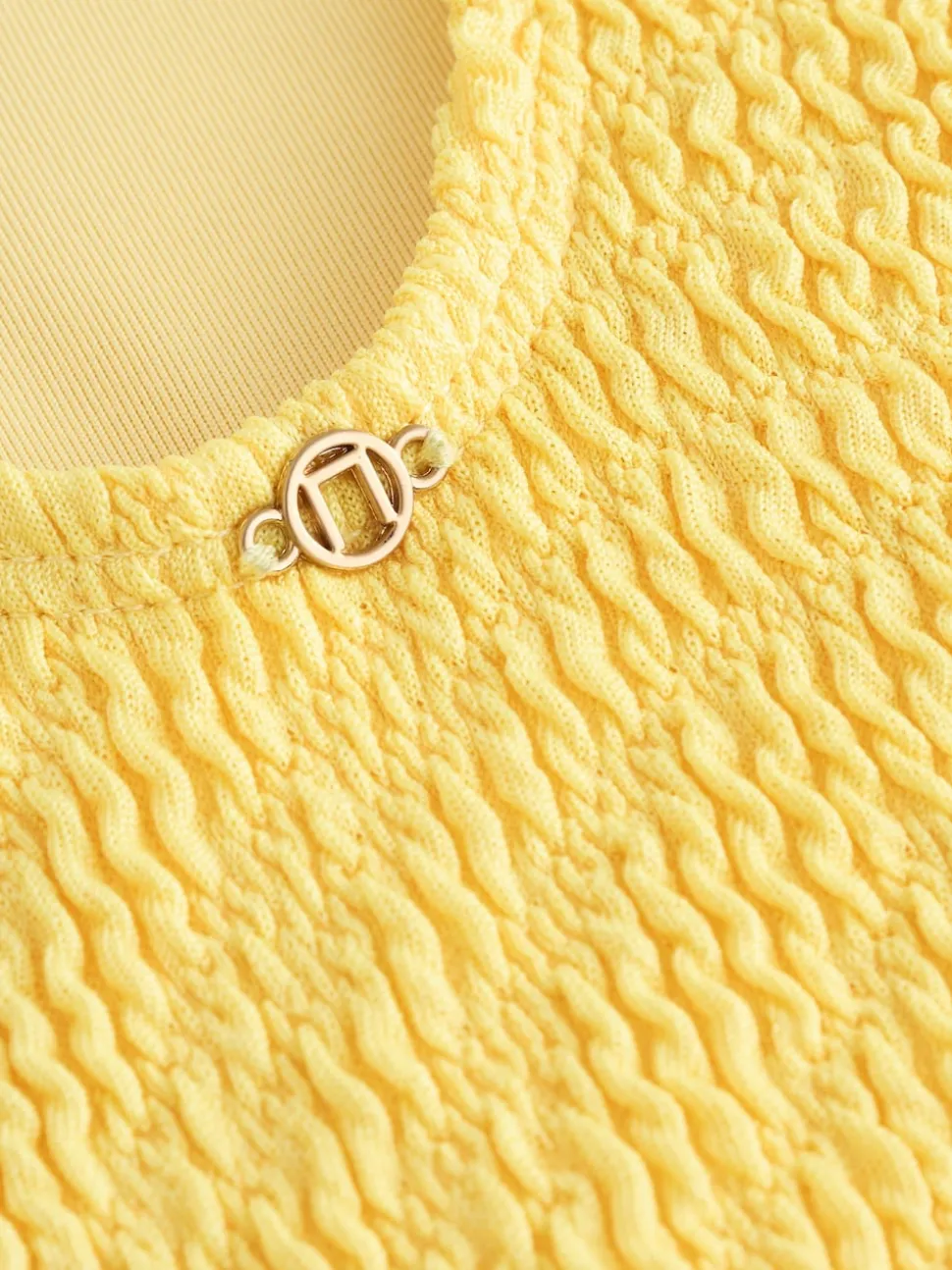 Yellow Crinkle Wide Strap Tummy Control Scoop Swimsuit
