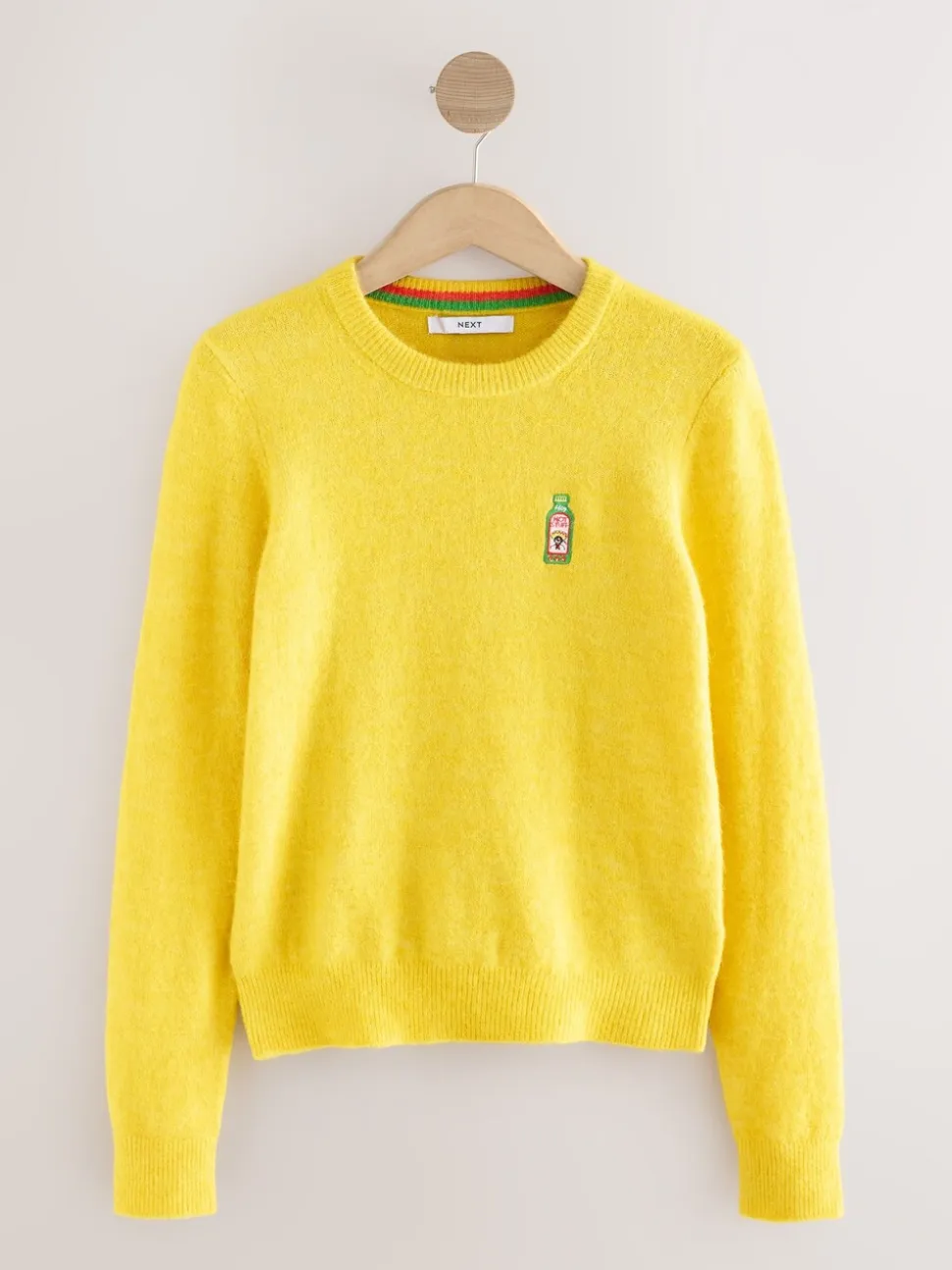 Yellow Hot Sauce Long Sleeve Crew Neck Jumper With Wool