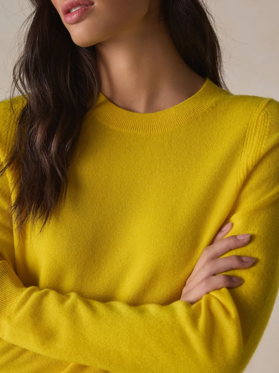 Yellow N.Premium 100% Cashmere Crew Neck Jumper