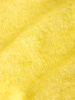 Yellow Pickles Embroidery Crew Neck Knitted Cardigan With Wool