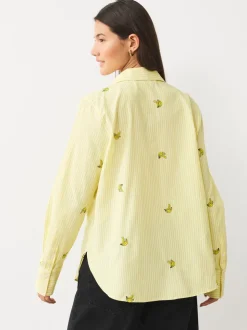 Yellow/White Stripe Banana Embroidered Long Sleeve Shirt