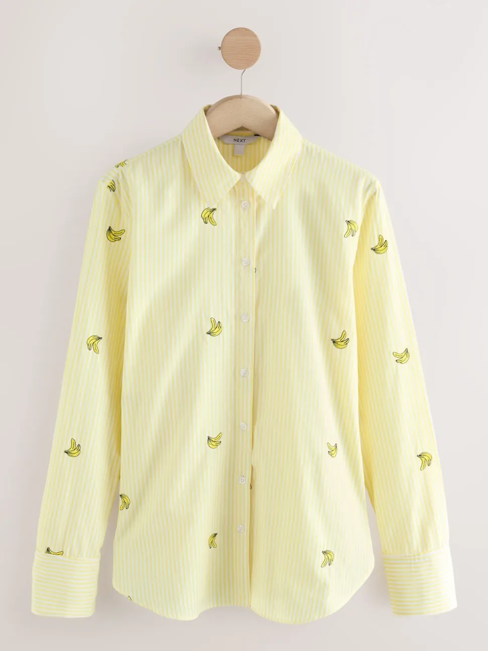 Yellow/White Stripe Banana Embroidered Long Sleeve Shirt