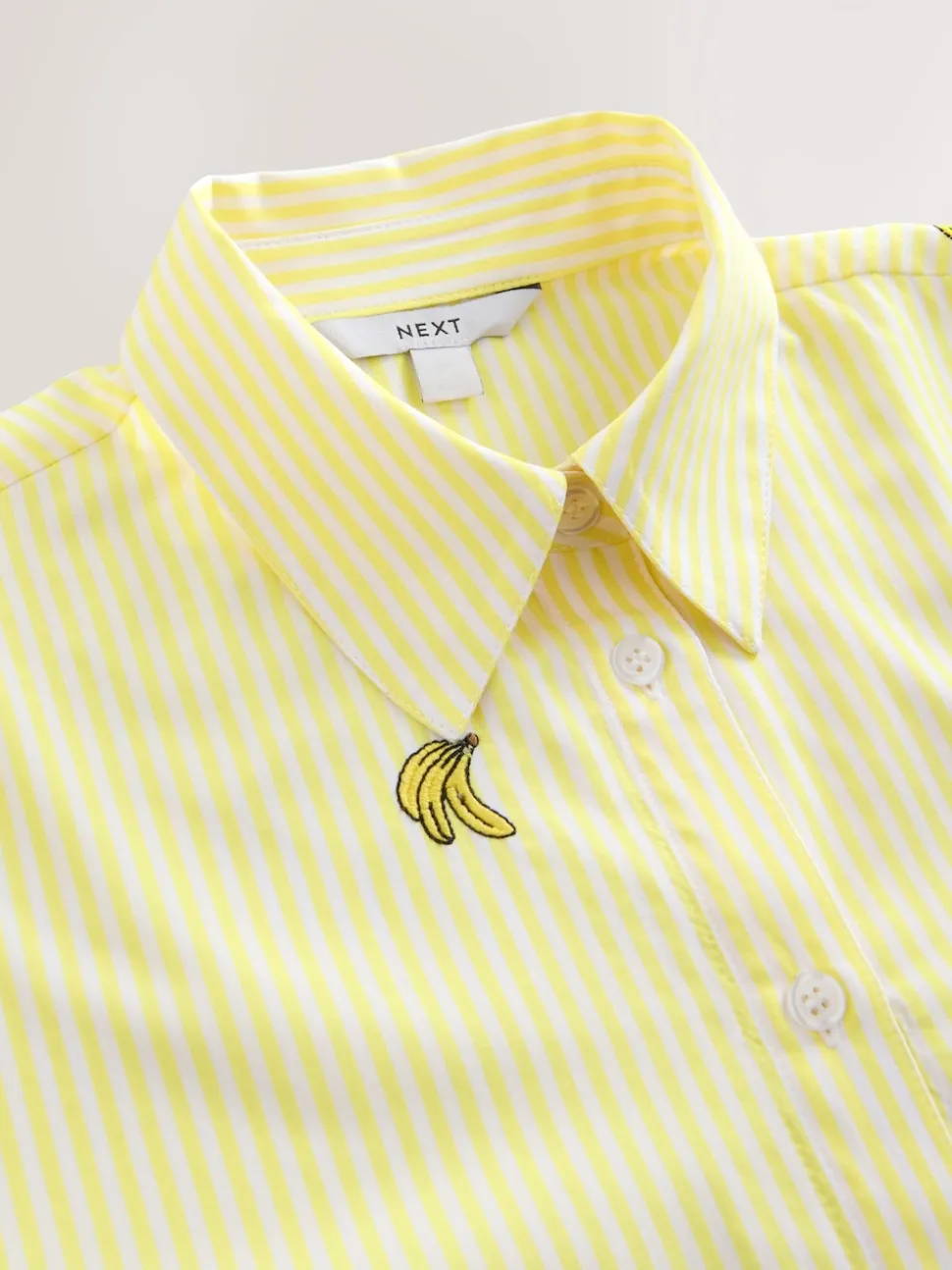 Yellow/White Stripe Banana Embroidered Long Sleeve Shirt