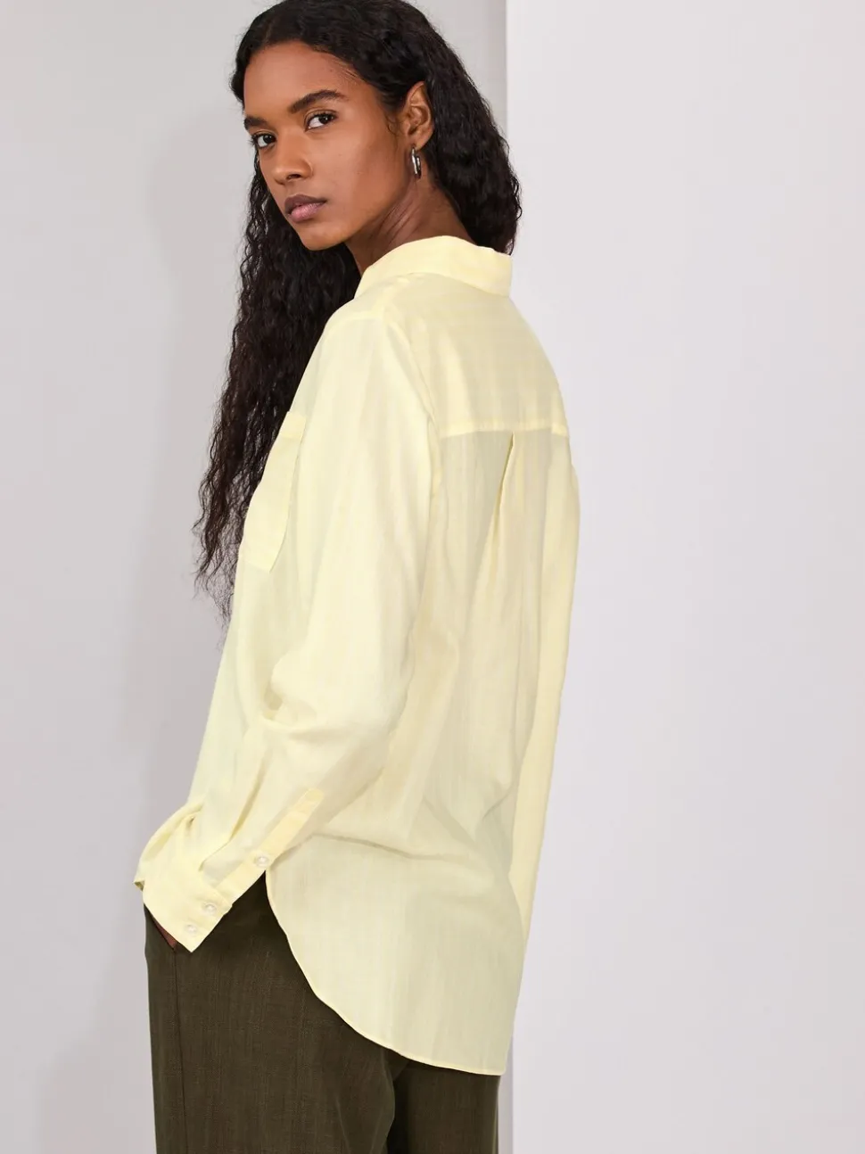 Yellow/White Stripe Soft Relaxed Long Sleeve Shirt
