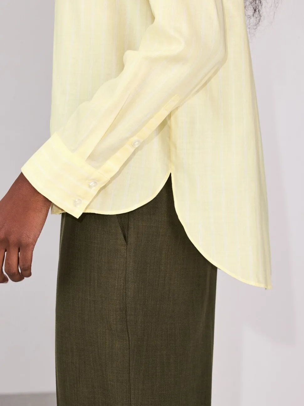 Yellow/White Stripe Soft Relaxed Long Sleeve Shirt