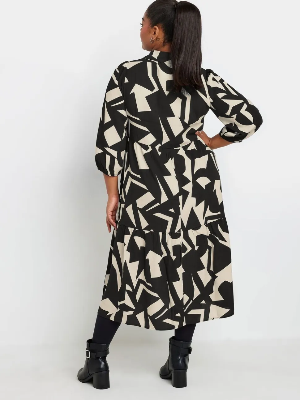 Yours Curve Black 3/4 Sleeve Shirt Dress