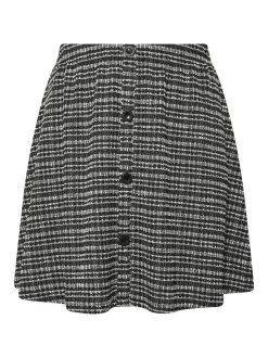 Yours Curve Black Boucle A Line Button Skirt