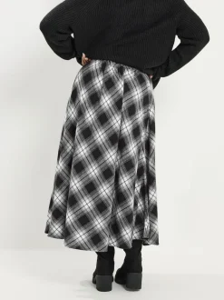 Yours Curve Black Check Maxi Skirt