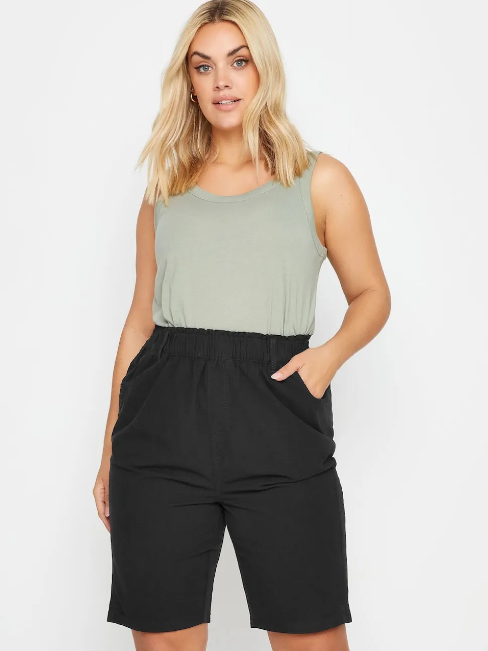Yours Curve Black Cool 100% Cotton Shorts