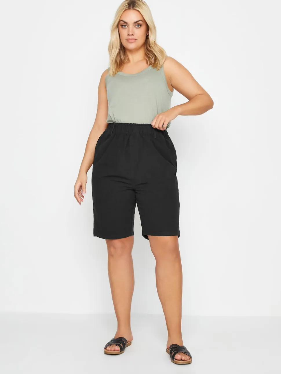 Yours Curve Black Cool 100% Cotton Shorts