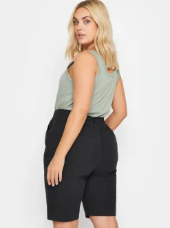 Yours Curve Black Cool 100% Cotton Shorts