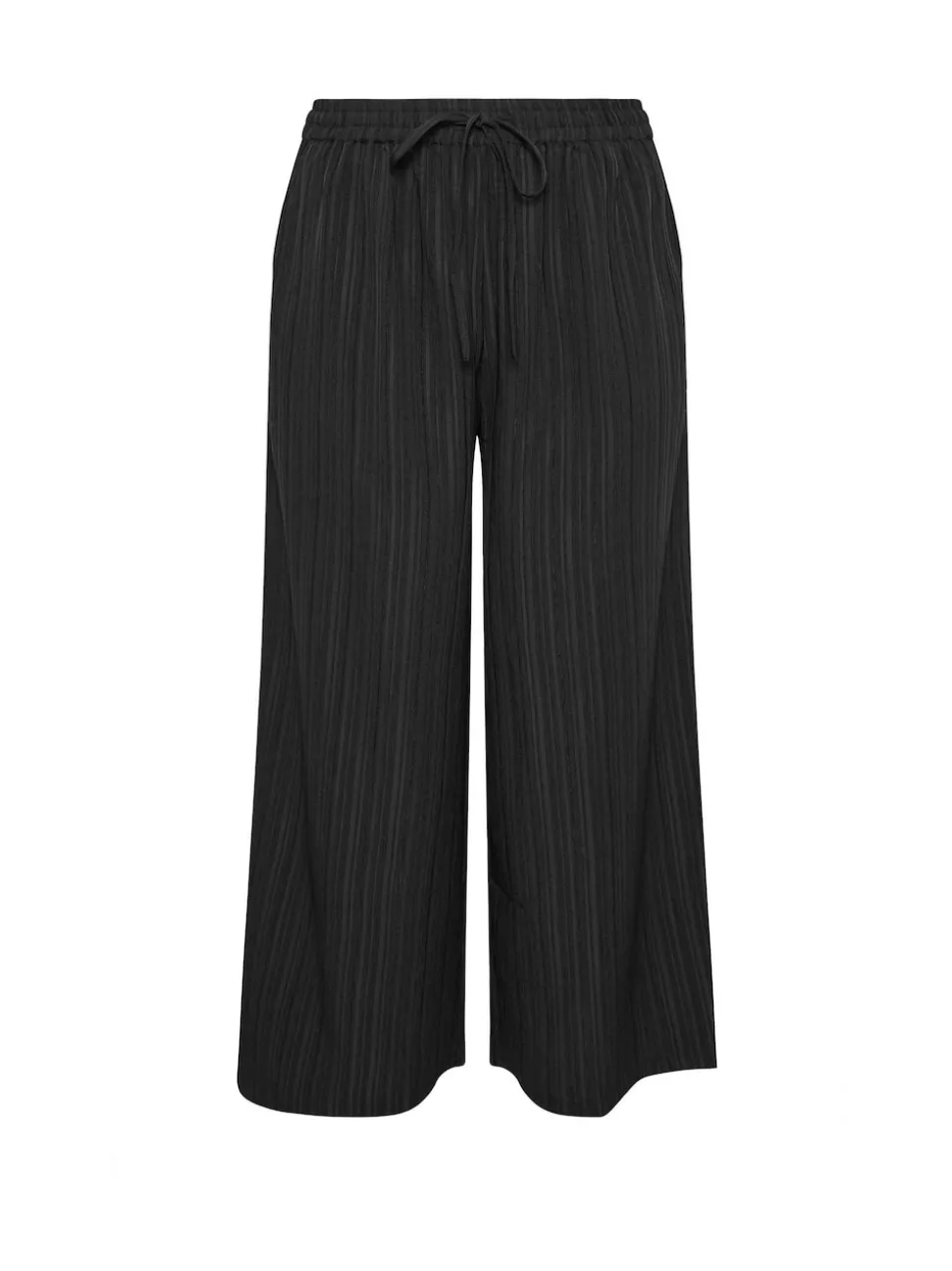 Yours Curve Black Crinkle Wide Leg Trousers