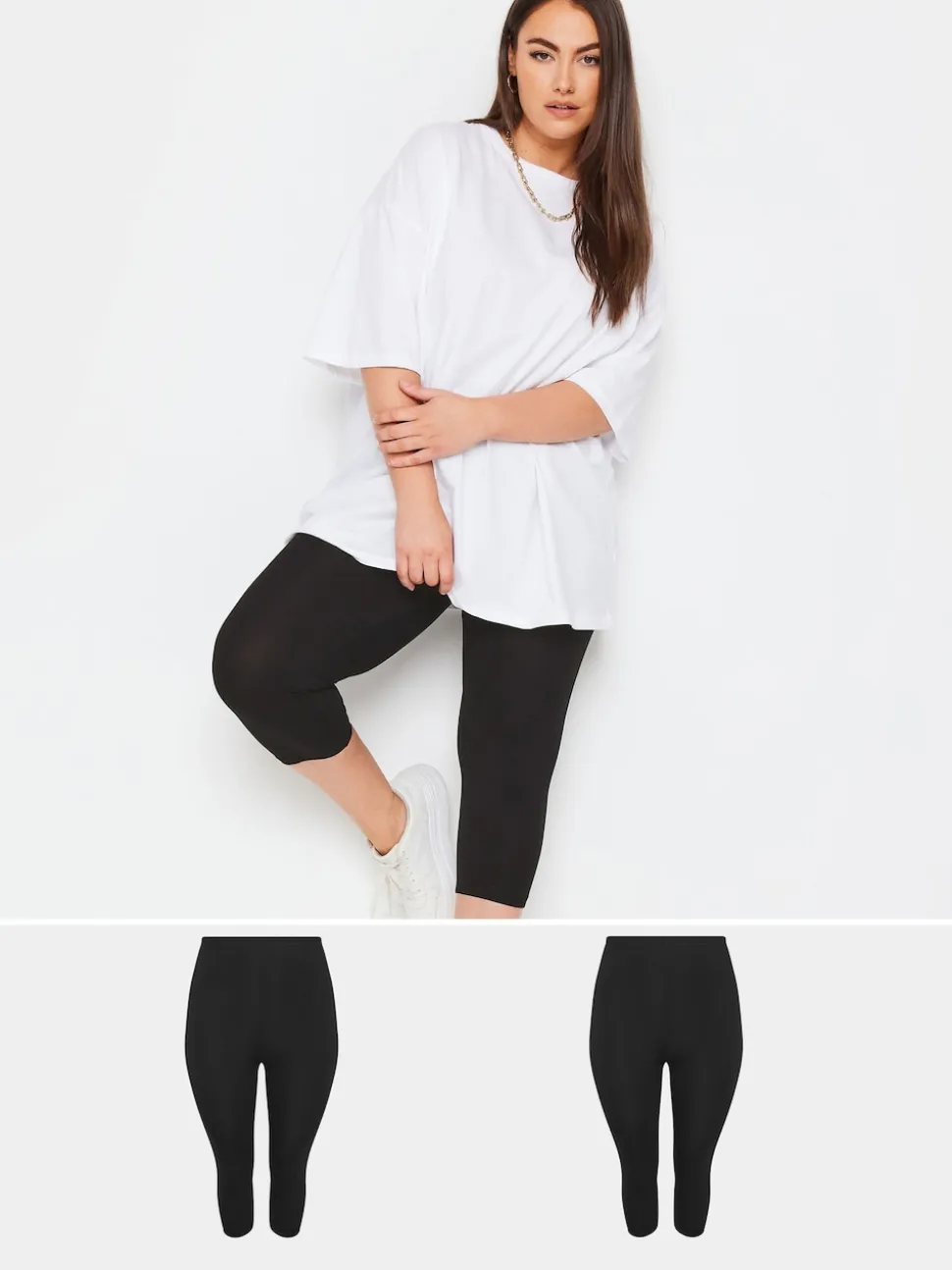Yours Curve Black Cycling 2 Pack Leggings