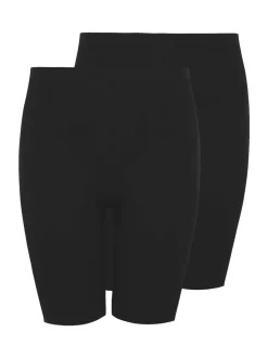 Yours Curve Black Cycling Shorts 2 Pack