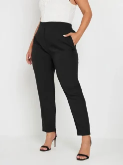 Yours Curve Black Darted Waist Tapered Trousers