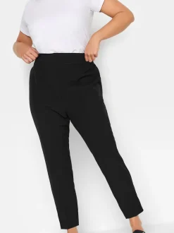 Yours Curve Black Elasticated Tapered Stretch Trousers