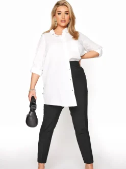 Yours Curve Black Elasticated Tapered Stretch Trousers
