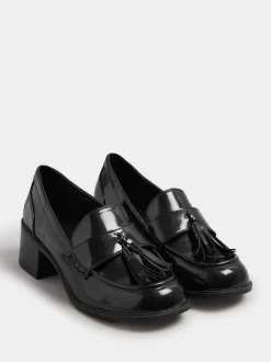 Yours Curve Black Extra Wide Fit Extra Wide Fit Heeled Tassel Loafers